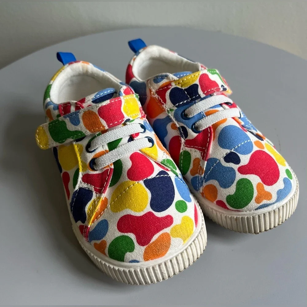 Vibrant multicolor toddler sneakers. Blue red green yellow. Size 6 - Picture 3 of 6